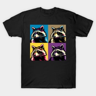 Urban Wildlife Flair: Pop Art Raccoon Spectacle T-Shirt